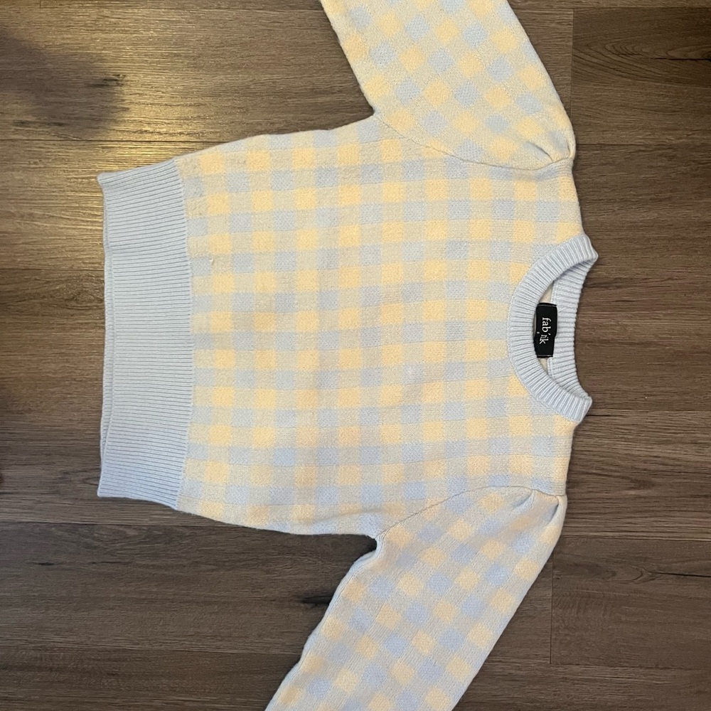 fab'rik Pastel Plaid Crew Neck Sweater